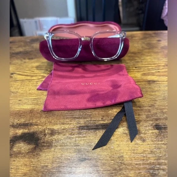 Gucci Transparent Glasses with Rich Red Case - Picture 1 of 5